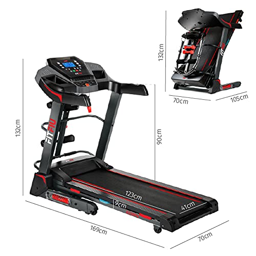 FITFIU Fitness MC-500 Klappbares Laufband - automatische Steigung, 18 km/h, Pulsmesser, Bluetooth/APP (Kinomap, Spax, Zwift), 41x123cm, max. 120kg