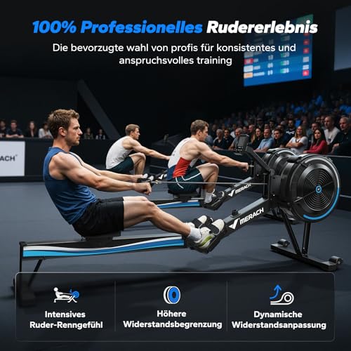 MERACH Rudergerät Luftwiderstand für Zuhause - 10 Stufen einstellbar, exklusive APP, professionelles Indoor-Rudergerät, ergonomischer Sitz