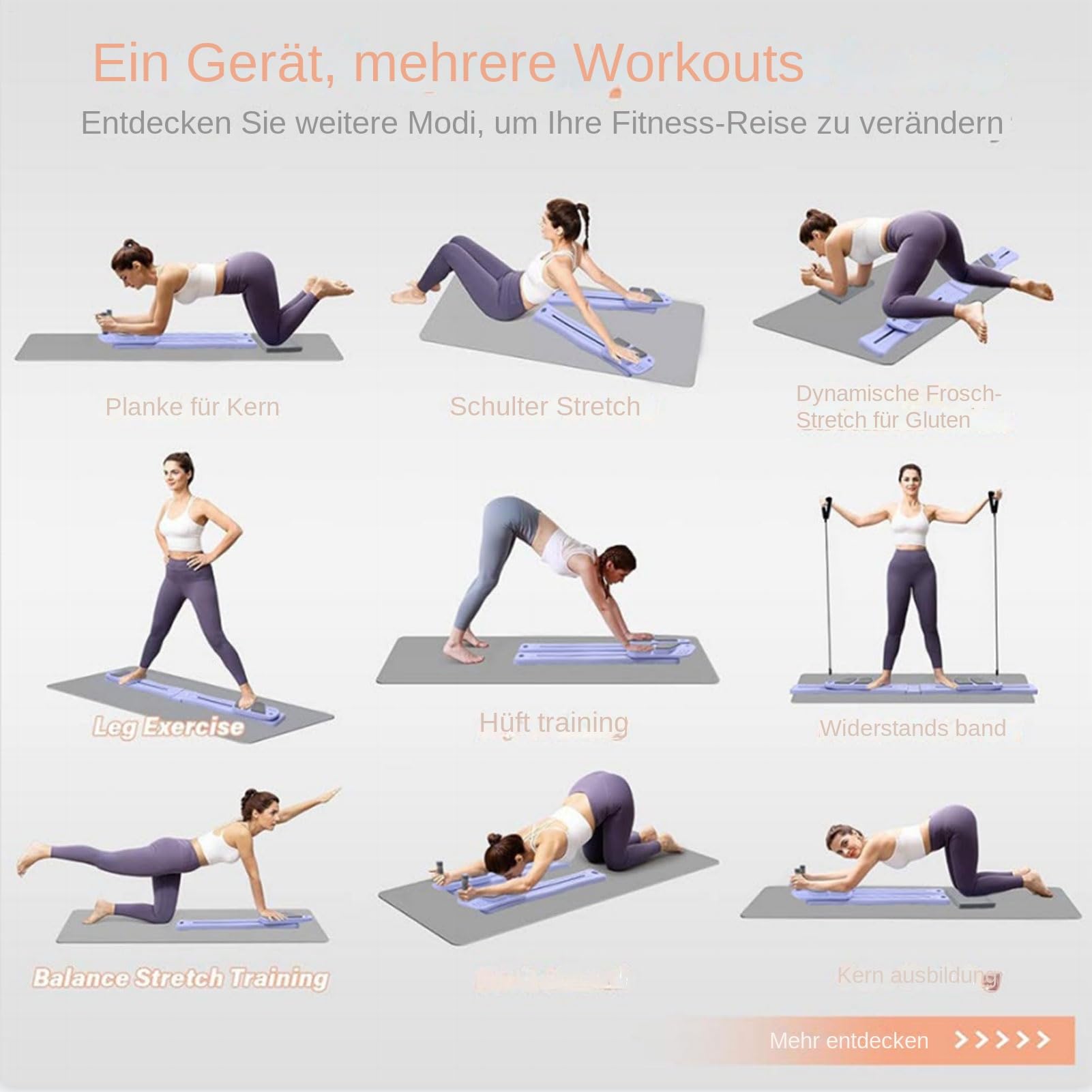Bexdug Pilates Reformer Maschine | Pilates Gleitbrett,Tragbares Fitnessgerät Für Yoga Workout Gym Training Frauen Cardio Und Stärkung