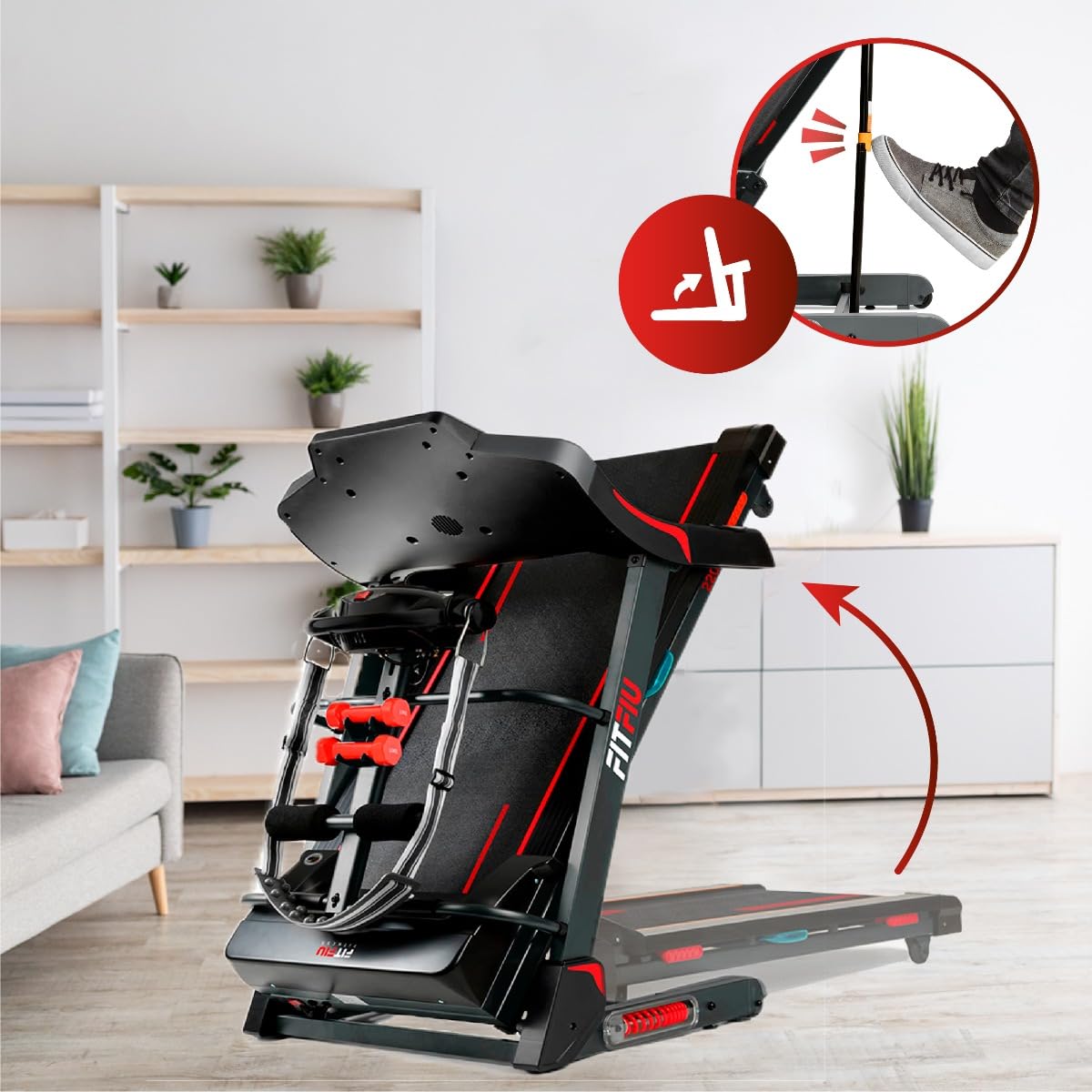 FITFIU Fitness MC-500 Klappbares Laufband - automatische Steigung, 18 km/h, Pulsmesser, Bluetooth/APP (Kinomap, Spax, Zwift), 41x123cm, max. 120kg