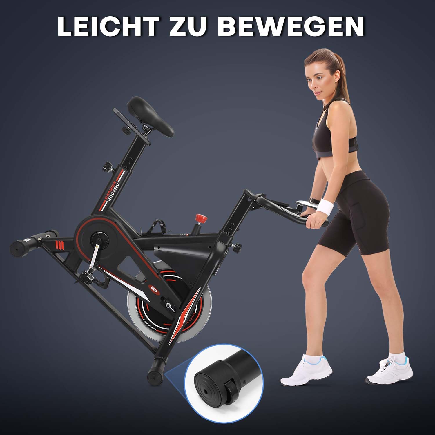 DMASUN Heimtrainer Fahrrad [Aktualisiert] - Ergometer mit einstellbarem magnetischem Widerstand, höhenverstellbar, Indoor Cycling Bike, 160kg