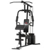 HOMCOM Kompakte Kraftstation, Multifunktionale Fitnessstation, Multistation mit Butterfly, Bizepscurl, Latzug, Beinstrecker, 45 kg Gewichtsblock