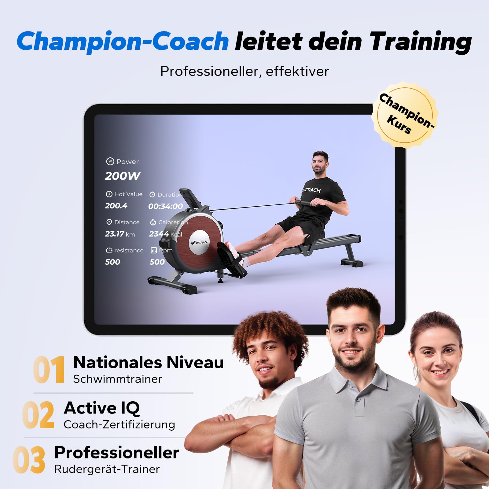 MERACH Rudergerät für Zuhause, magnetisch mit 16 Stufen, leise, APP, Doppelschienen, stabil, einfacher Aufbau – ideale Wahl für Heimfitness
