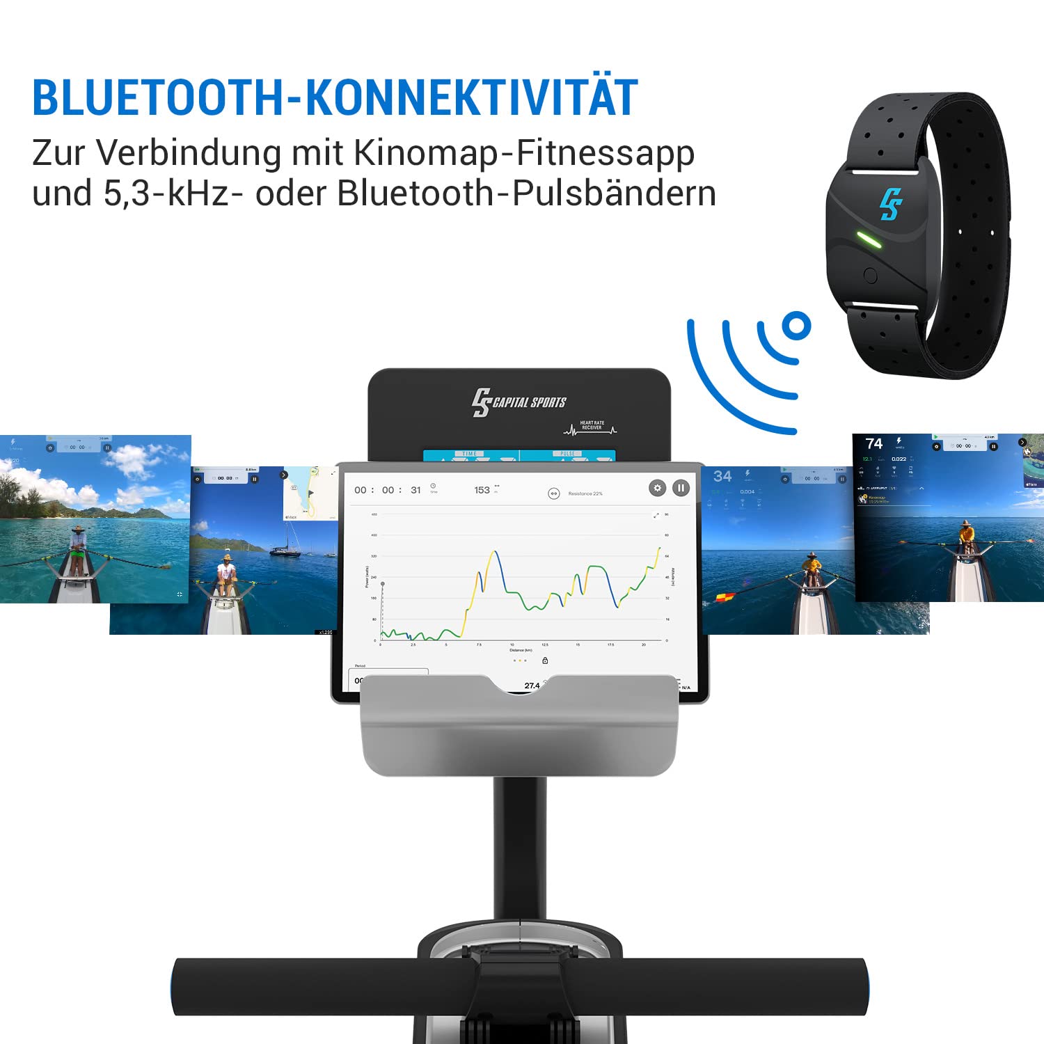 Capital Sports Rudergerät für Zuhause, Kompakter Rowshaper, Klappbar mit 8 Stufen, LCD-Monitor, Bodenrollen, Row Shaper mit Magnetwiderstand, Cardio