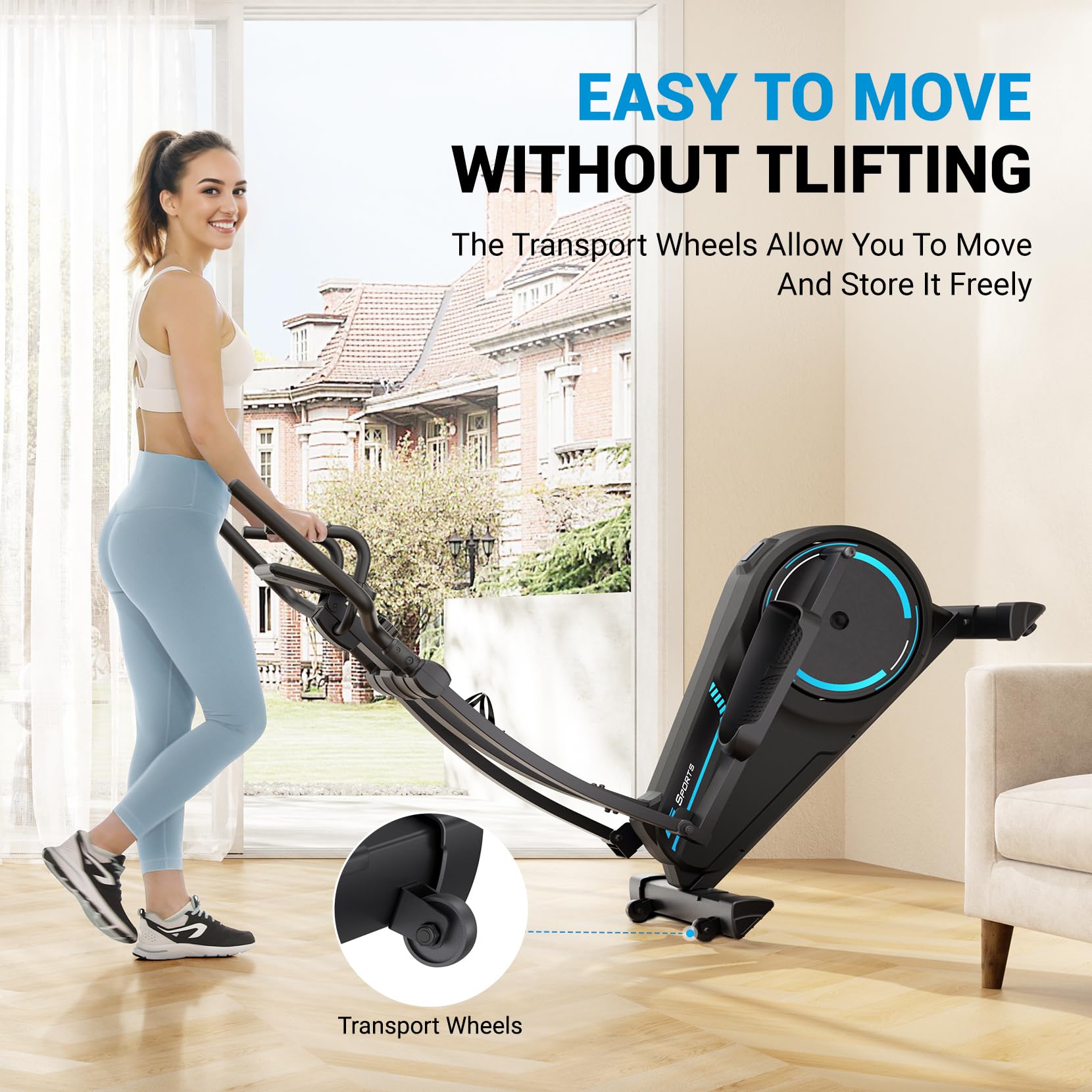 THERUN Crosstrainer für zuhause, Ultraleise Magnetisch Ellipsentrainer mit 38cm Schrittlänge, 16 Widerstandsstufen, bis 150kg (Blau)