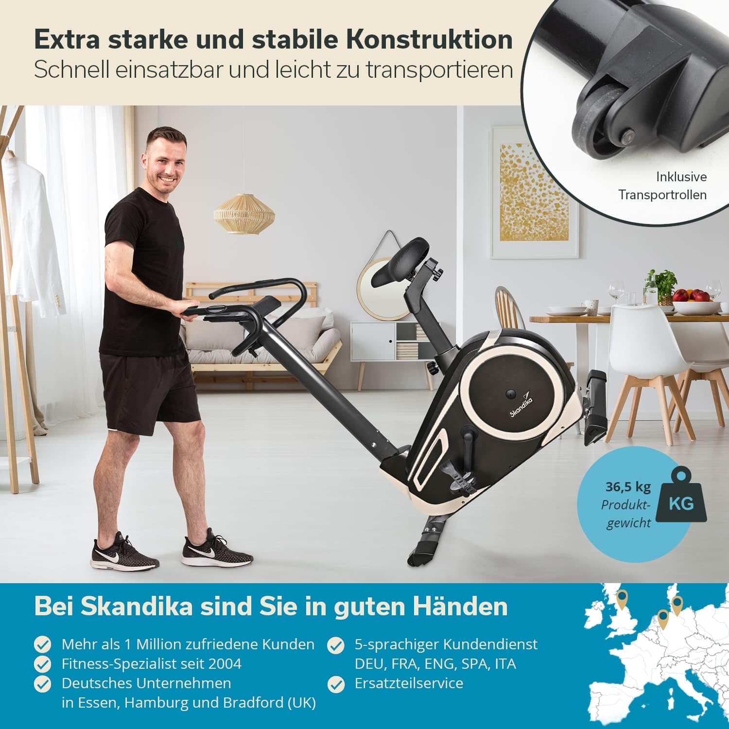 skandika Ergometer Morpheus Fitnessbike - Heimtrainer mit Bluetooth, Pulsgurt, 32 Widerstandseinstellungen, Multifunktionscomputer, Kalorienverbrauch