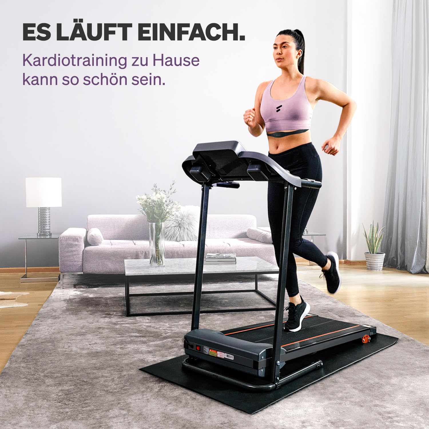 Sportstech F10 Laufband klappbar für Zuhause, 2,5 PS, bis 10 km/h, 13 Programme, Steigung, App & Schmierfunktion, max. 120 kg, deutsche Qualitätsmarke