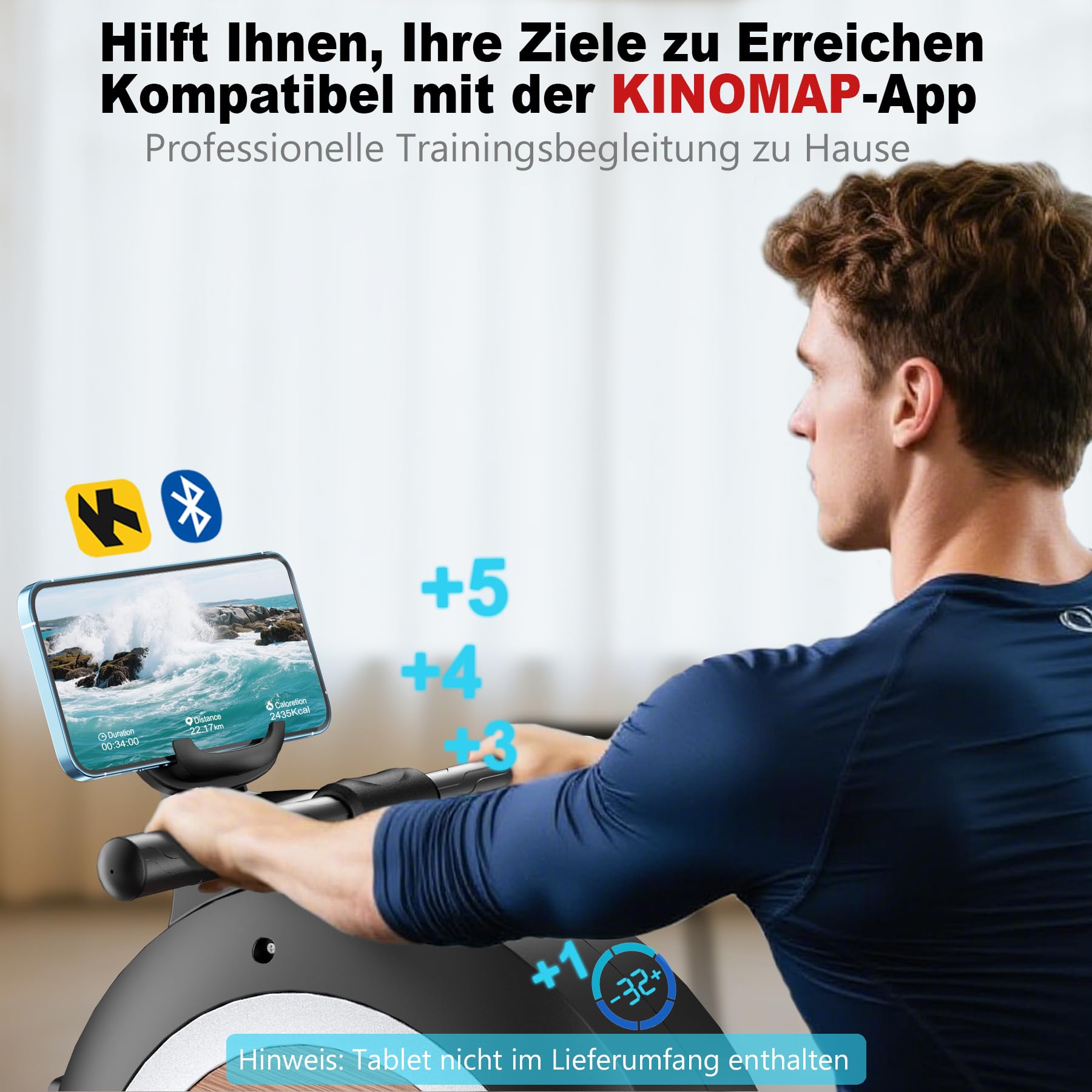 Wenoker Rudergerät für Zuhause, magnetisch mit 32 Stufen, APP & LCD-Display, leise, bis 160 kg, vertikal verstaubar