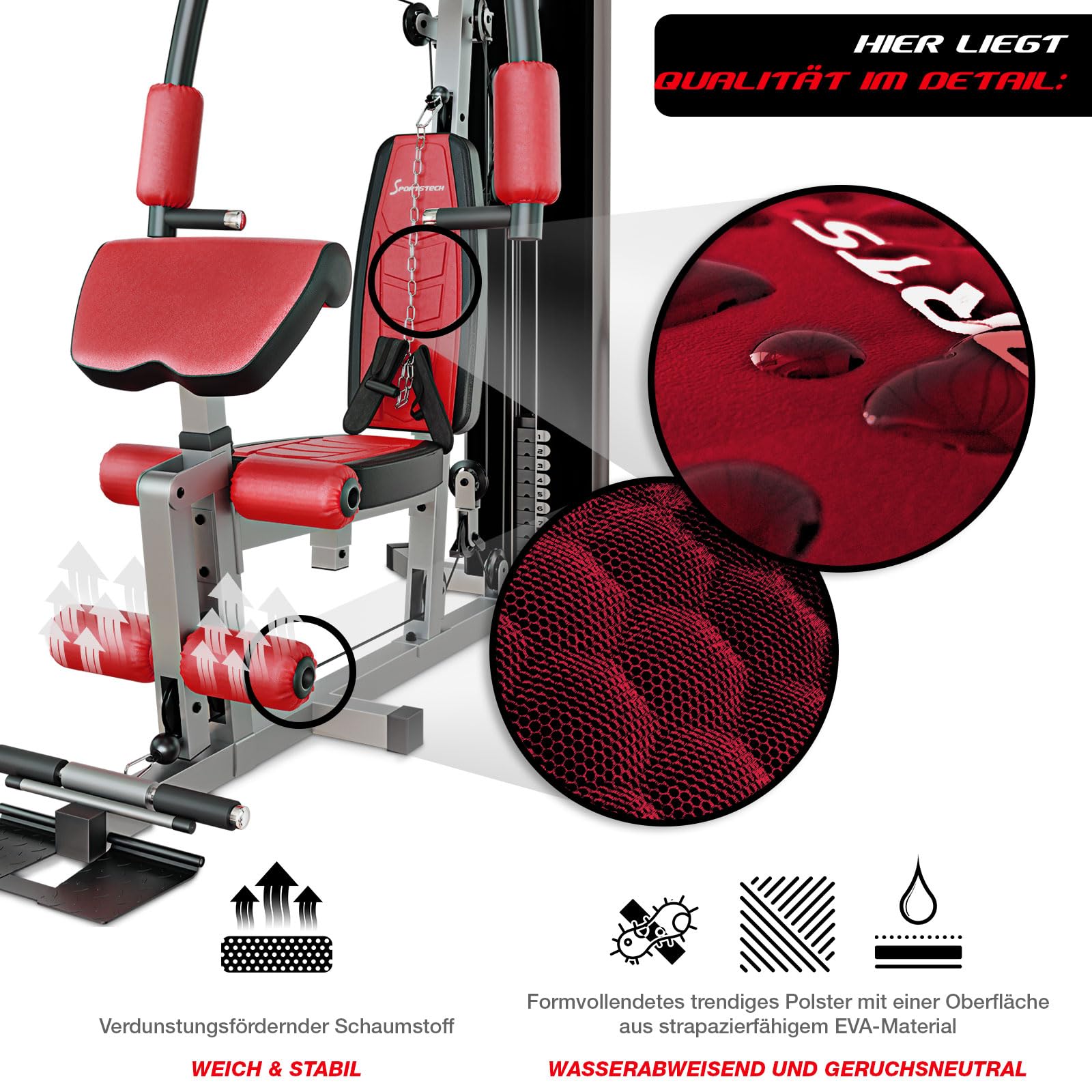 Kraftstation HGX100–HGX300, bis 80 kg, deutsche Qualitätsmarke, Multifunktions-Homegym mit Stepper, Powertower & Beinpresse, Heim-Fitnessstation