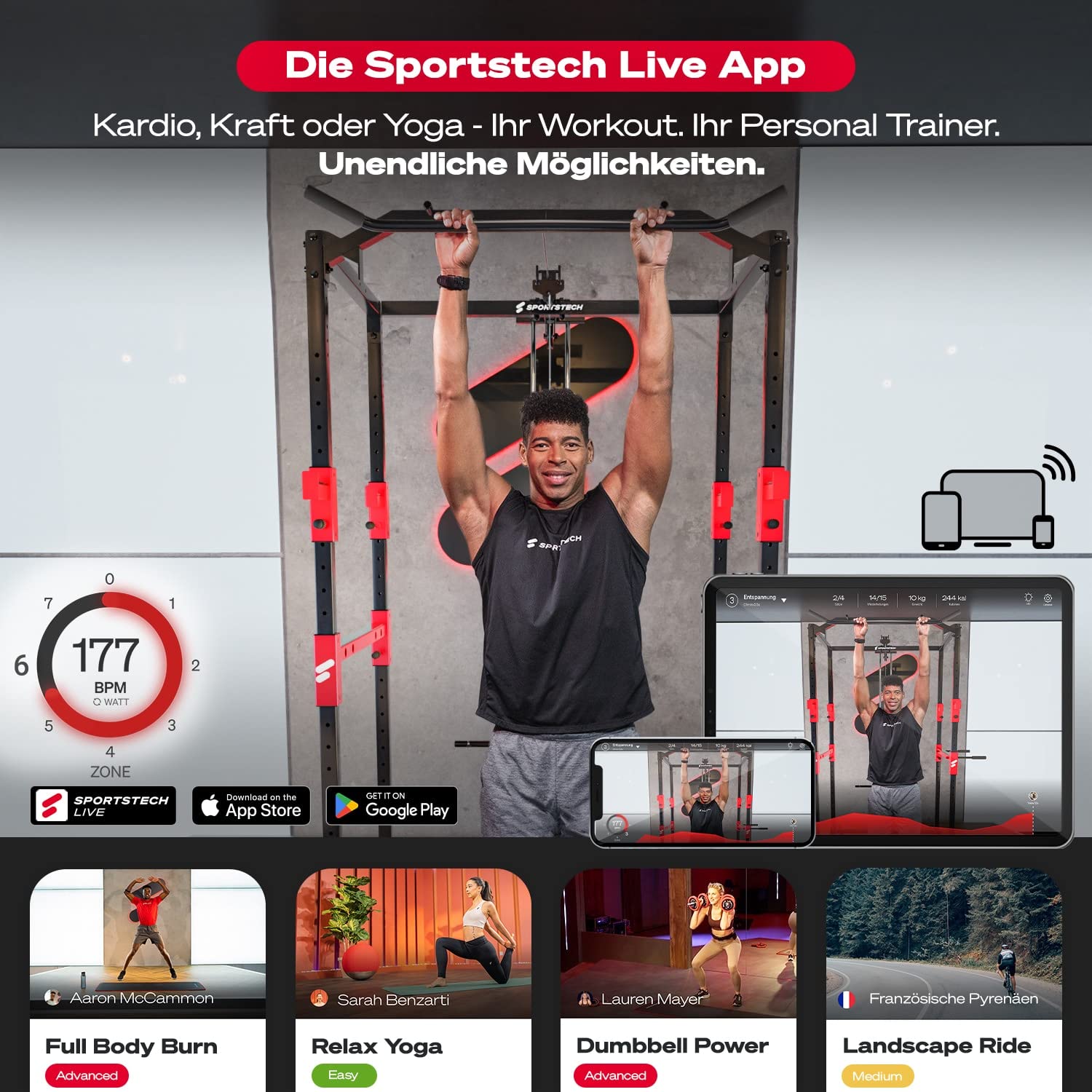 Kraftstation HGX150/HGX200, bis 80 kg, deutsche Qualitätsmarke, Multifunktions-Homegym mit Stepper, Powertower & Beinpresse, Heim-Fitnessstation