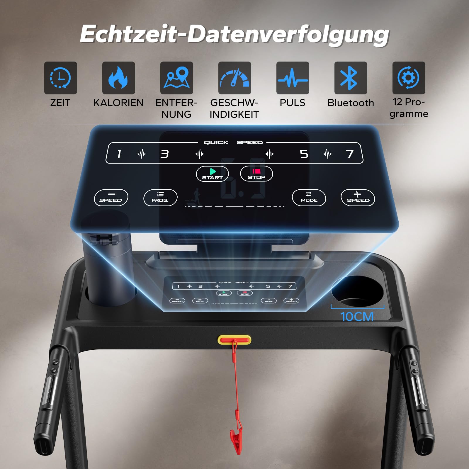 MERACH Laufband klappbar für Zuhause, 2,5 PS, 0,8–12 km/h, 6 % Steigung, LED-Display, Tablet-Halter, App-kompatibel, Walking Pad für Büro/Zuhause