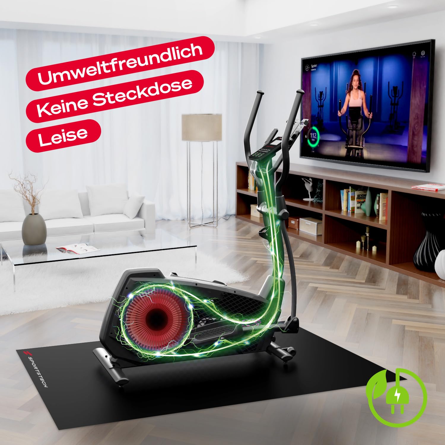 Sportstech CX2 Crosstrainer für Zuhause mit Stromgenerator | Deutsches Qualitätsunternehmen | Interaktive Video-Events & Multiplayer-App