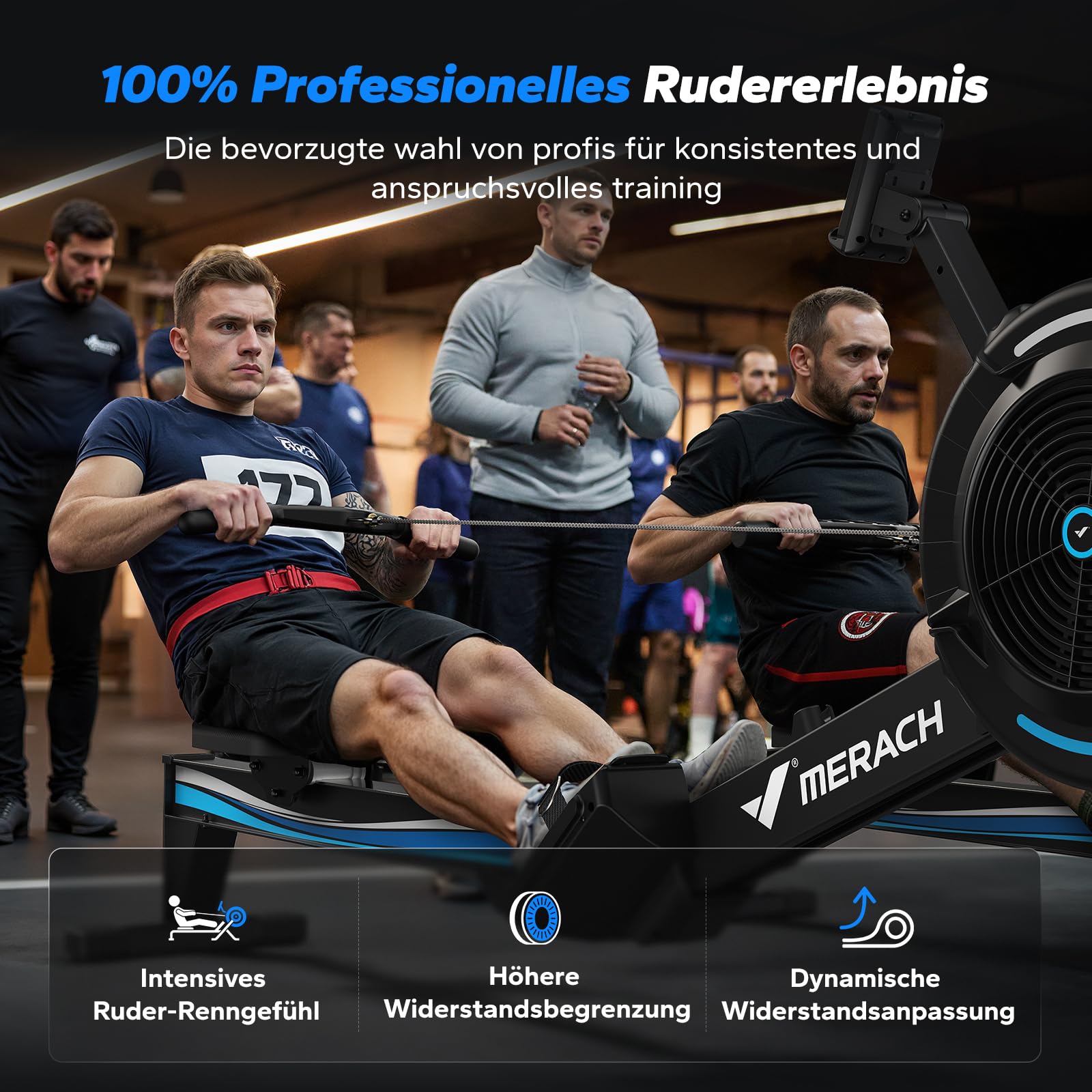 MERACH Rudergerät Luftwiderstand für Zuhause - 10 Stufen einstellbar, exklusive APP, professionelles Indoor-Rudergerät, ergonomischer Sitz