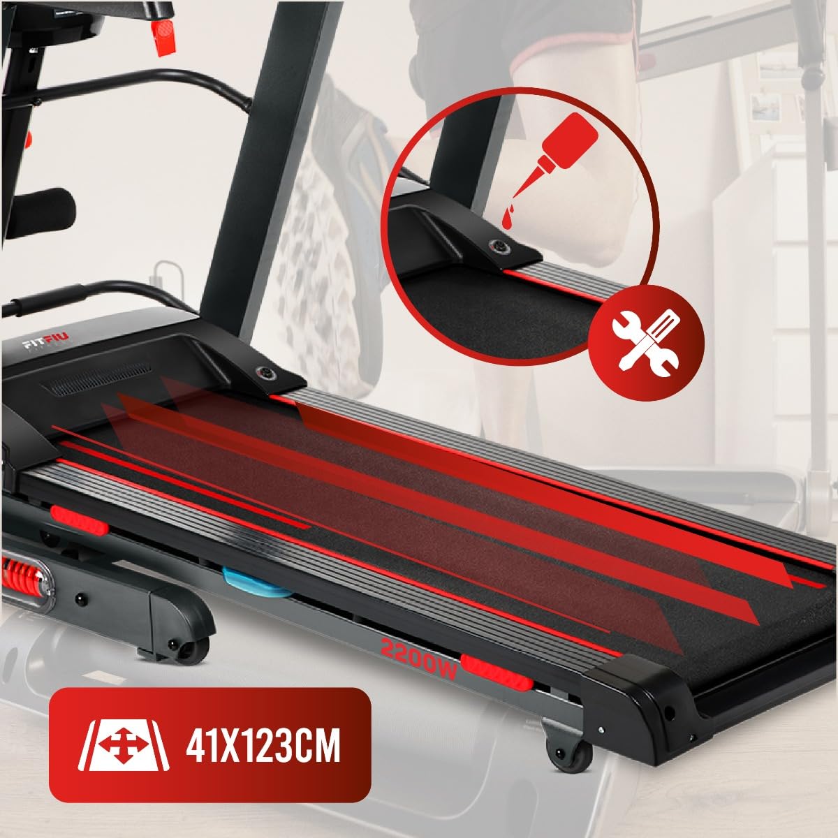 FITFIU Fitness MC-500 Klappbares Laufband - automatische Steigung, 18 km/h, Pulsmesser, Bluetooth/APP (Kinomap, Spax, Zwift), 41x123cm, max. 120kg