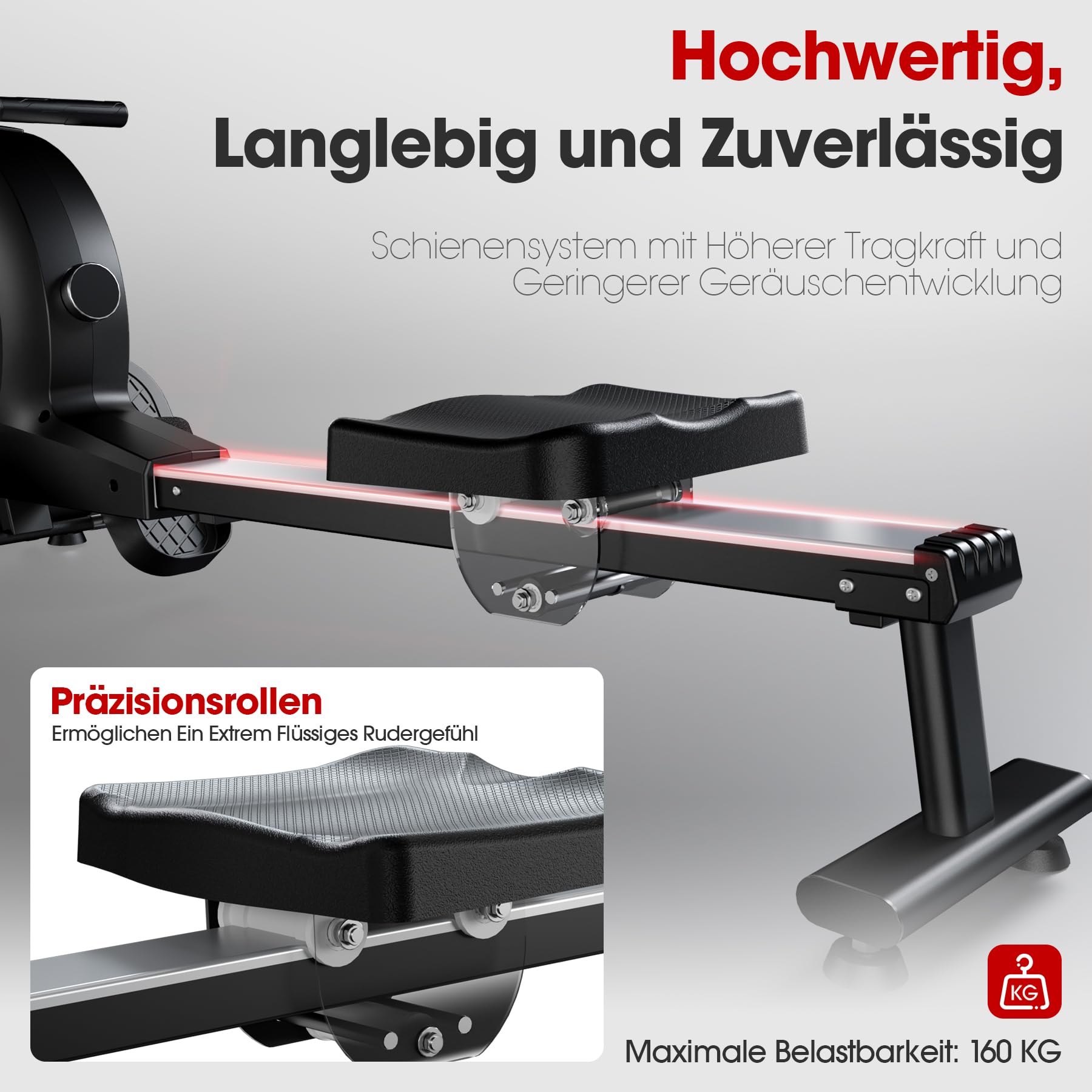 Wenoker Rudergerät für Zuhause, magnetisch mit 32 Stufen, APP & LCD-Display, leise, bis 160 kg, vertikal verstaubar