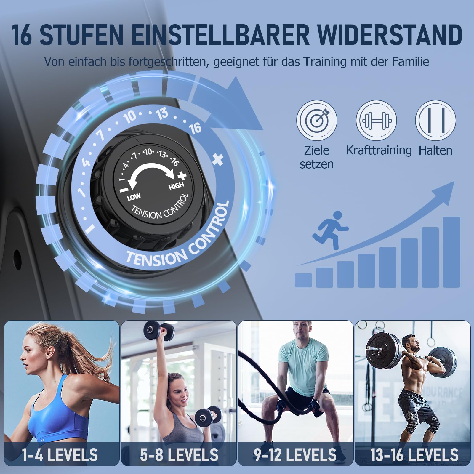 MOSUNY Rudergerät für Zuhause, leises Magnetmodell mit 16 Widerstandsstufen, Doppel-Slide-Rails, LCD & App, bis 160 kg belastbar