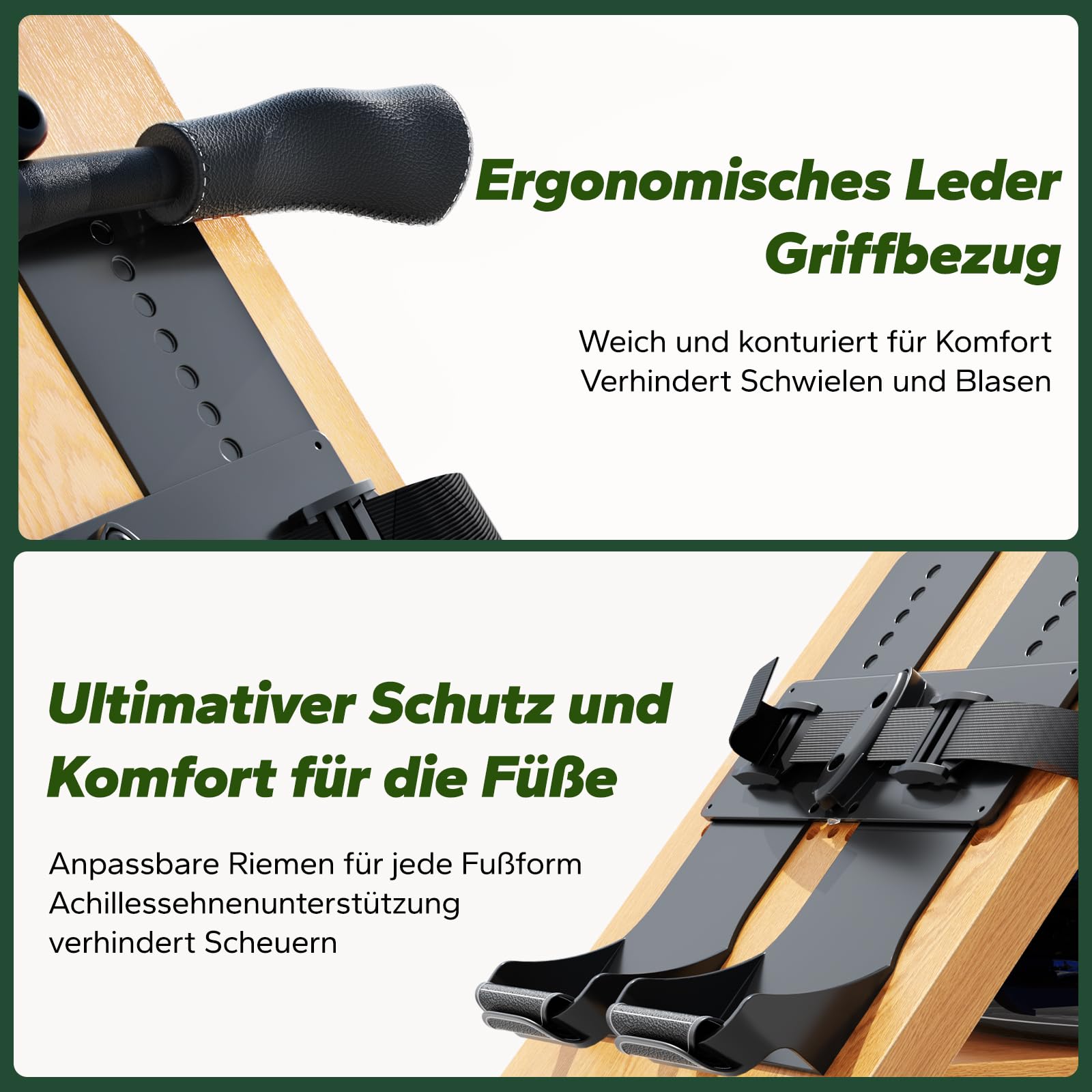 MERACH Wasser-Rudergerät aus Rot-Eichenholz, 12 Blätter für 40% mehr Widerstand, mit exklusiver APP & interaktivem Flusskarten-Gaming (R23 Roteiche)