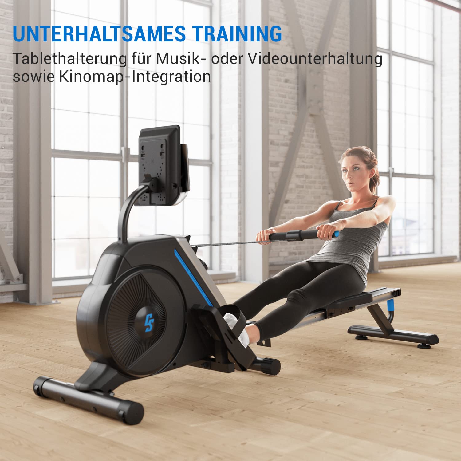 Capital Sports Rudergerät für Zuhause, Kompakter Rowshaper, Klappbar mit 8 Stufen, LCD-Monitor, Bodenrollen, Row Shaper mit Magnetwiderstand, Cardio