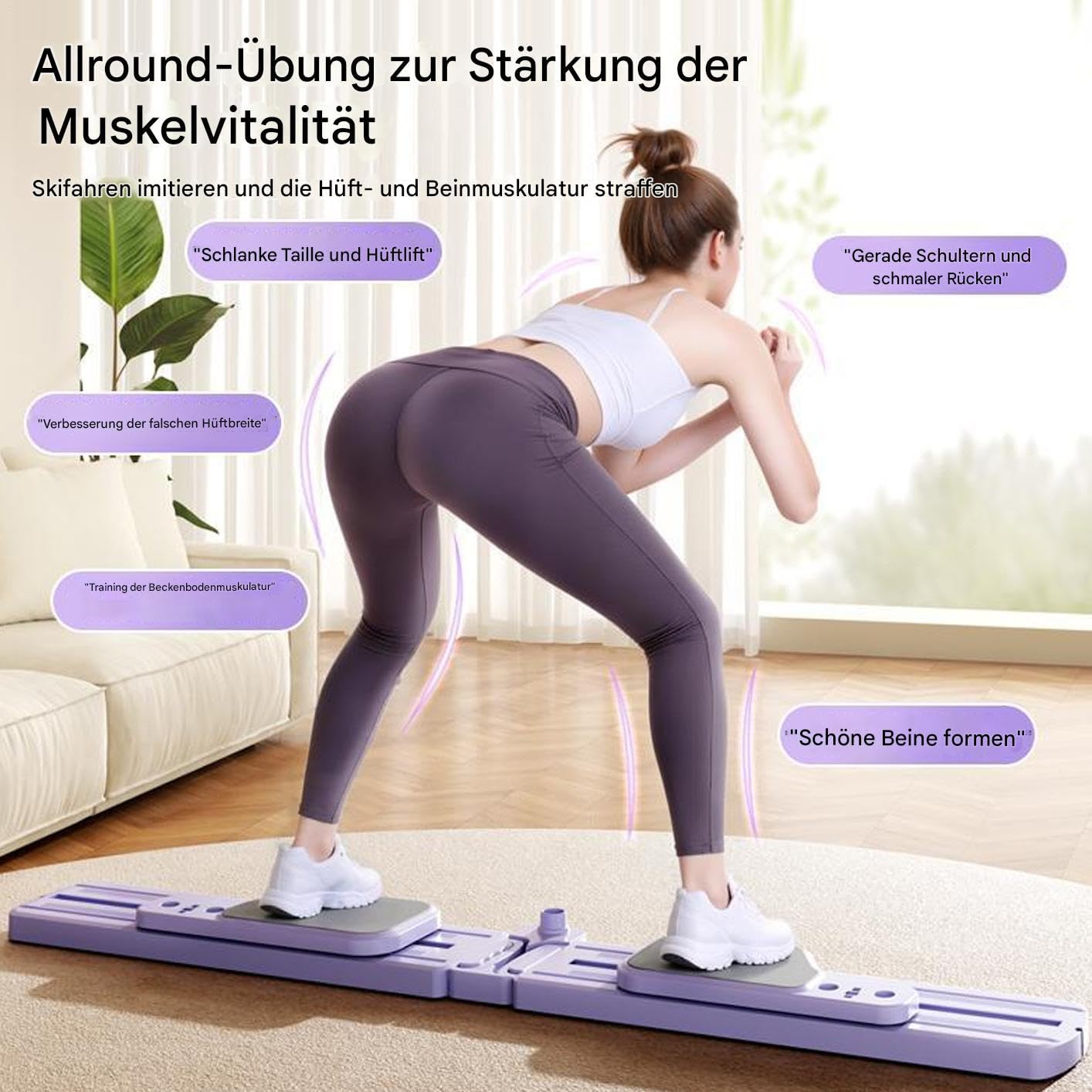 Ski-Trainer Trainingsgerät | Trainingsgerät Mit Bein-Trennung - Zur Beinkräftigung Und Körperformung Für Cardio, Reha Und Heimtraining Fitness