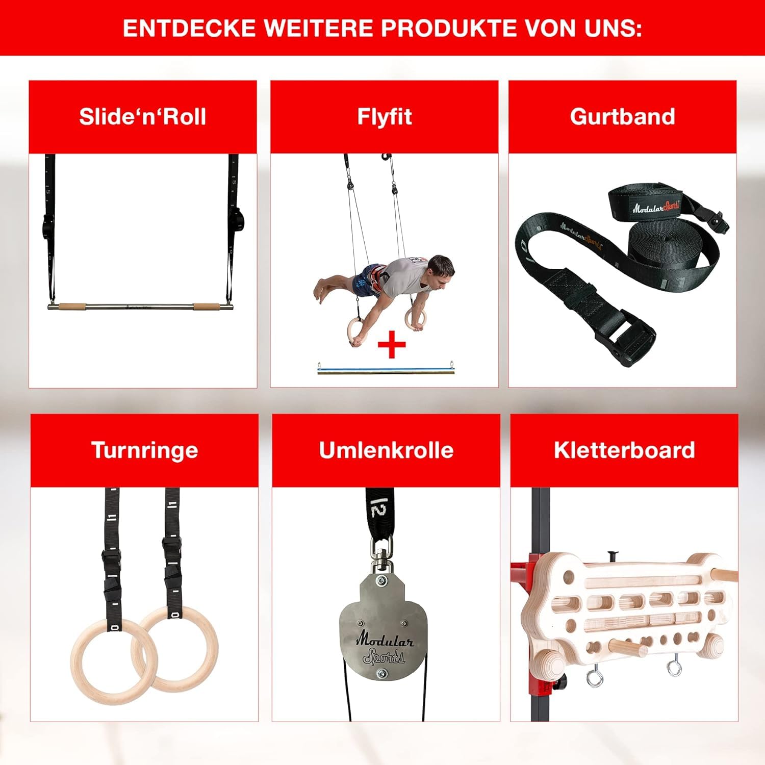 ModularSports FlyFit Extended für Kinder - Fitnessgeräte für Zuhause mit Flaschenzugsystem zur Körpergewichtreduzierung / Komplettes Sportgerät
