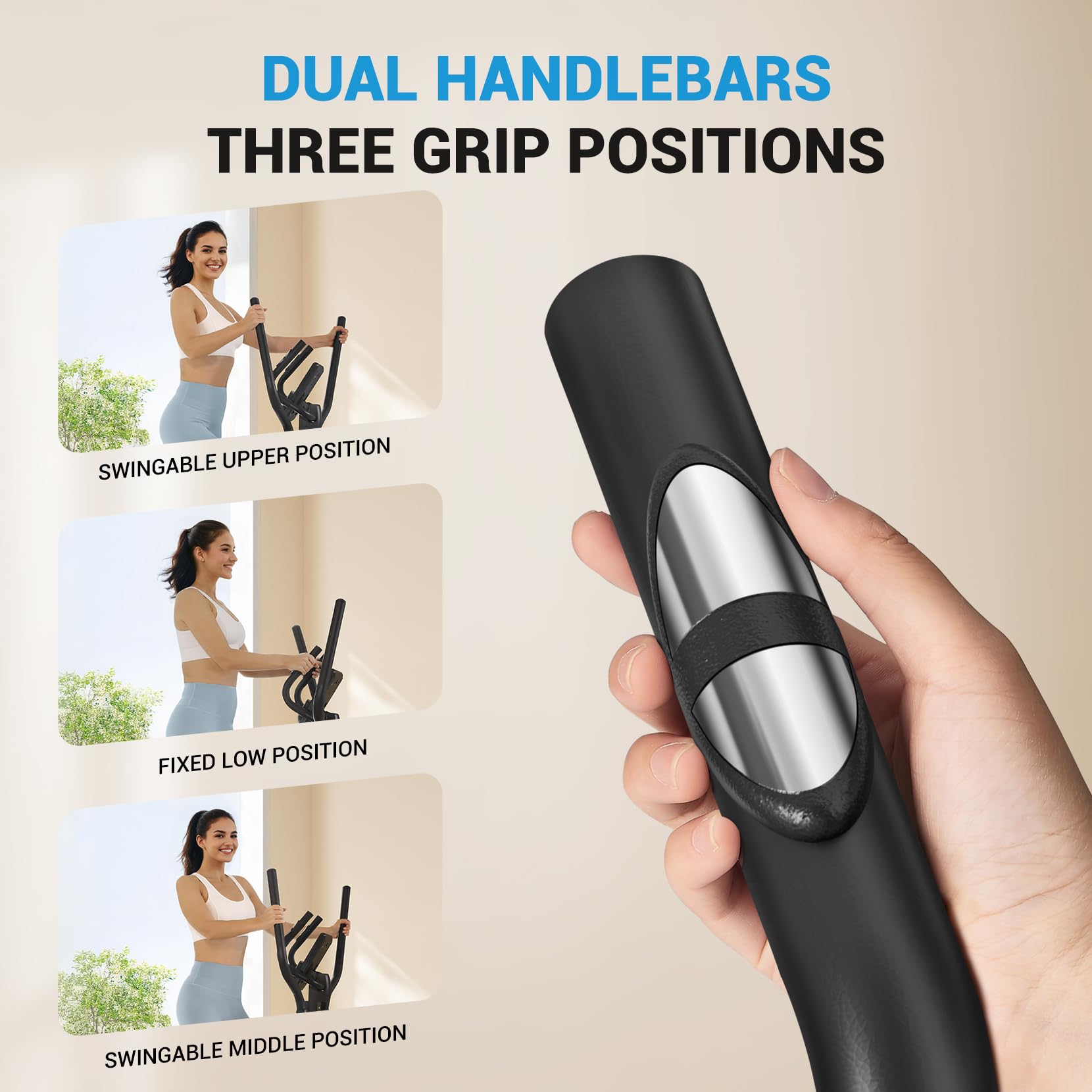 THERUN Crosstrainer für zuhause, Ultraleise Magnetisch Ellipsentrainer mit 38cm Schrittlänge, 16 Widerstandsstufen, bis 150kg (Blau)