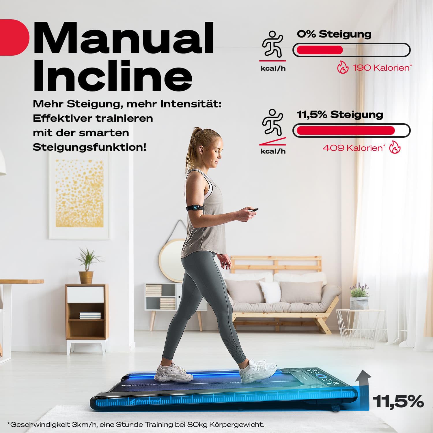 sWalk Walking Pad Laufband, 1–6 km/h, LED & LCD, App-kompatibel, flexibles Under-Desk Treadmill für Zuhause & Büro, deutsche Qualitätsmarke