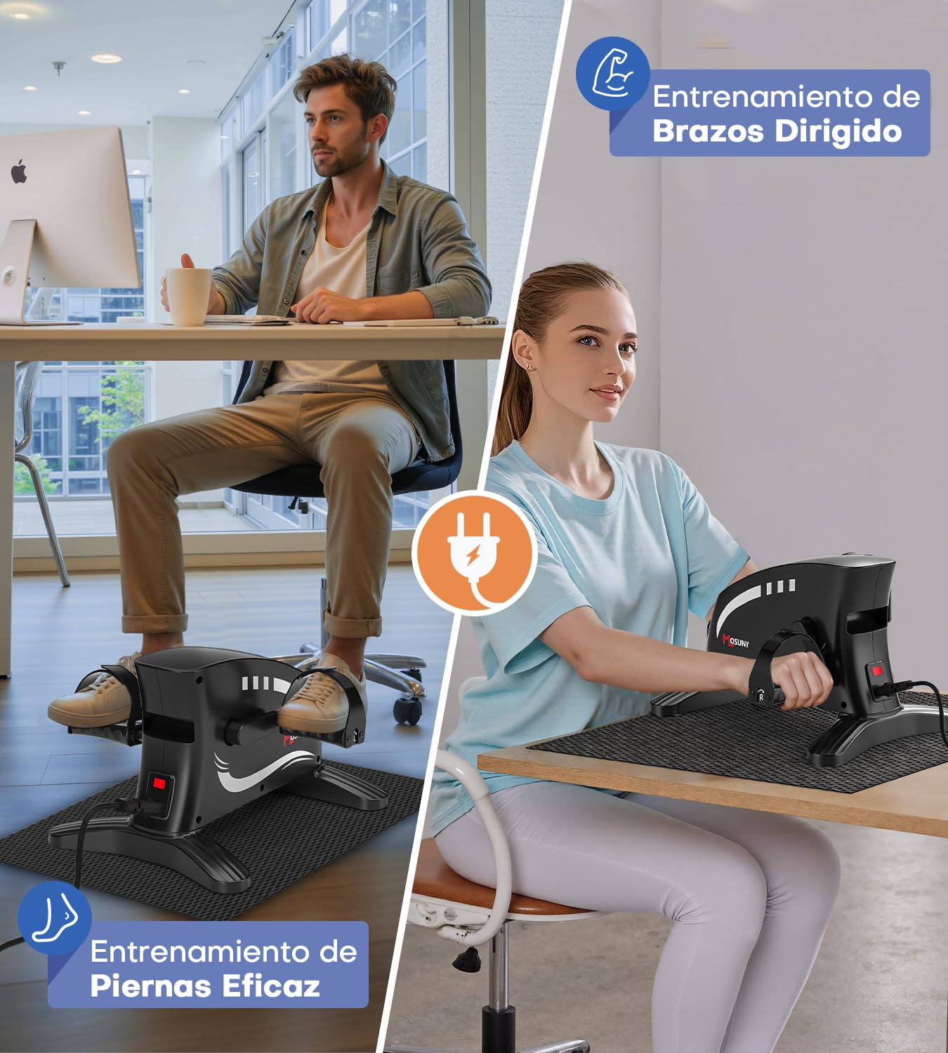 Pedaltrainer MOSUNY 2025 elektrisch, 15 Geschwindigkeiten, LCD-Display, Fernbedienung & Antirutschmatte, Mini Heimtrainer für Senioren (MC58A)