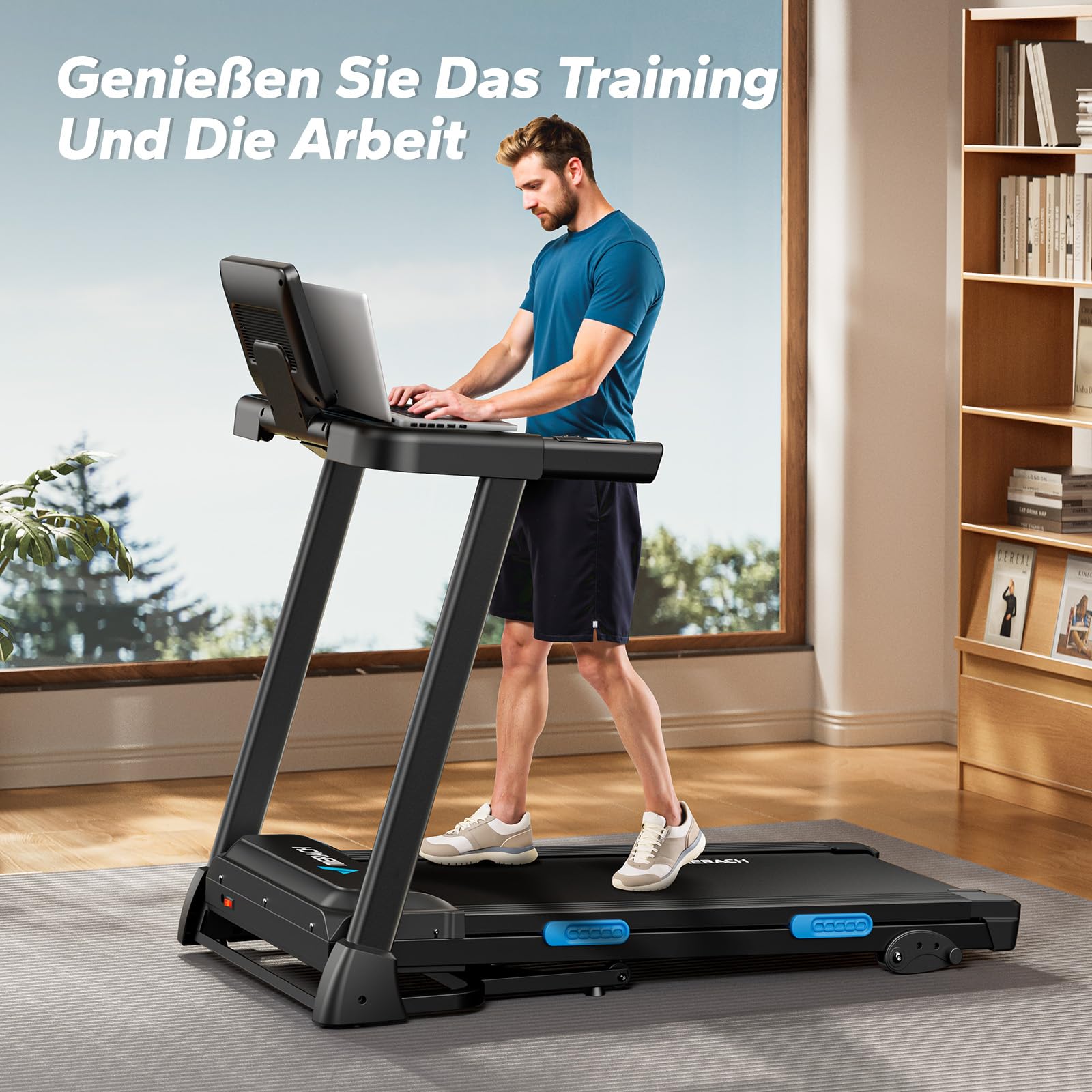 MERACH Laufband klappbar für Zuhause, 2,5 PS, 0,8–12 km/h, 6 % Steigung, LED-Display, Tablet-Halter, App-kompatibel, Walking Pad für Büro/Zuhause