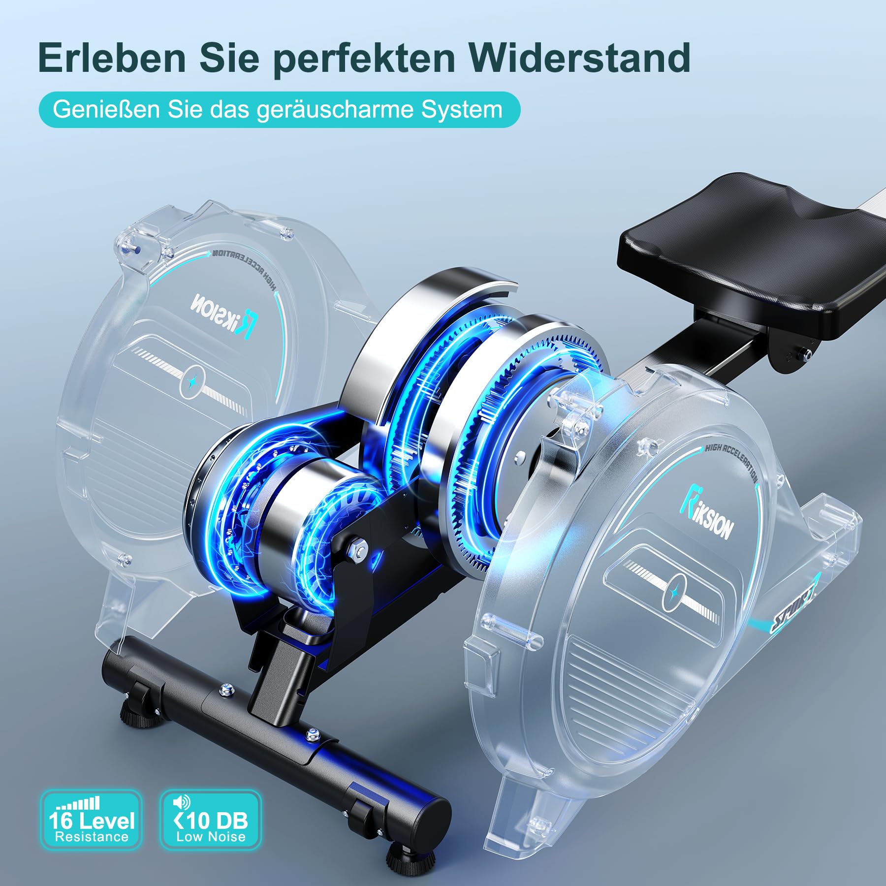 Riksion Rudergerät für Zuhause, magnetisch mit LCD-Display, 16 Widerstandsstufen, bis 160 kg belastbar, platzsparend vertikal verstaubar