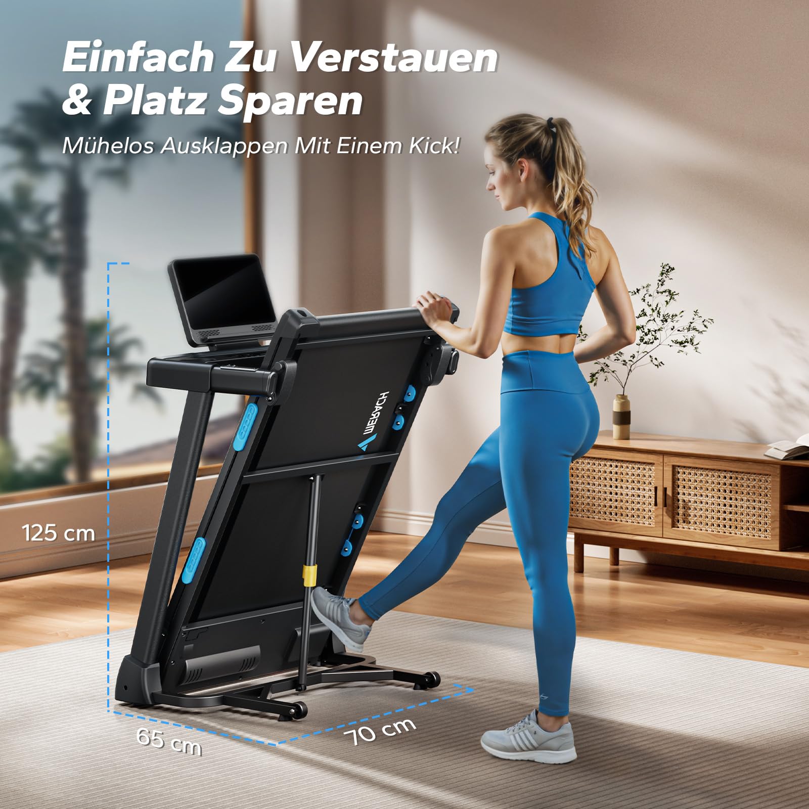 MERACH Laufband klappbar für Zuhause, 2,5 PS, 0,8–12 km/h, 6 % Steigung, LED-Display, Tablet-Halter, App-kompatibel, Walking Pad für Büro/Zuhause