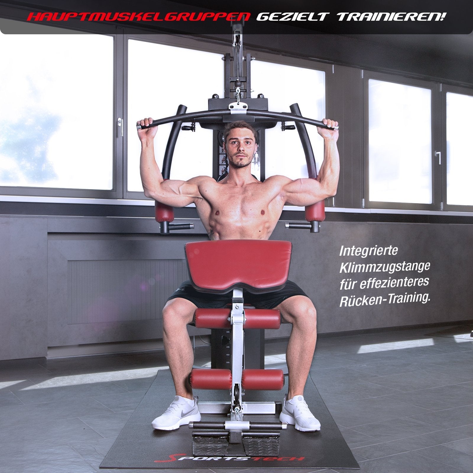 Kraftstation HGX100–HGX300, bis 80 kg, deutsche Qualitätsmarke, Multifunktions-Homegym mit Stepper, Powertower & Beinpresse, Heim-Fitnessstation