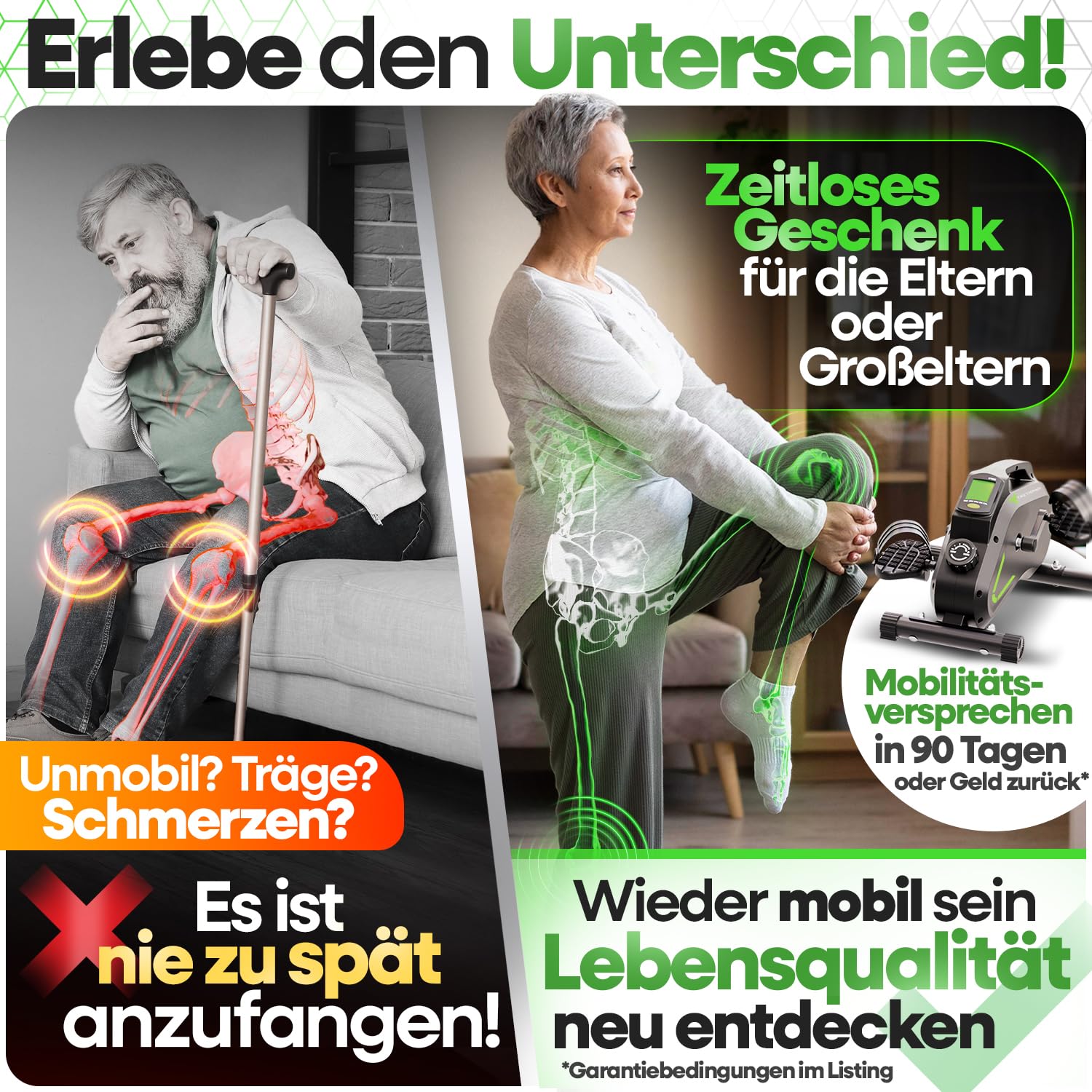 Tretmann Pedaltrainer Pro Set, extra leise & gelenkschonend, mit Anti-Rutsch-Matte & Befestigungsband, DEKRA geprüft